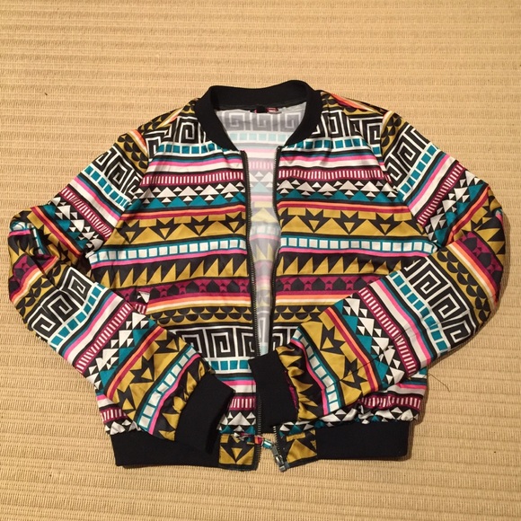 Aztec Print Bomber Jacket