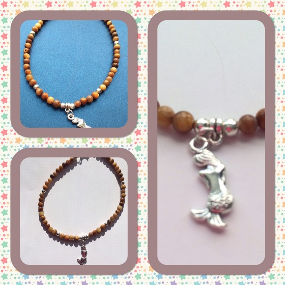 ‼️⬇️SALE!‼️Tiger Eye Ankle Bracelet with a Mermaid