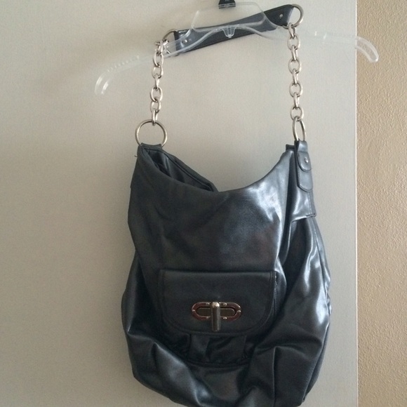 Metallic Dark Gray Hobo Handbag