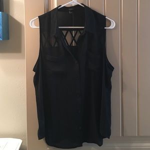 Forever 21 sheer black button down tank