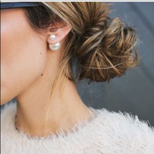 Double pearl earrings