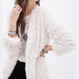Pink Faux Fur Duster Coat