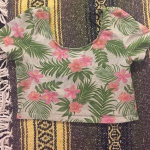 H&M low back crop top in tropical print