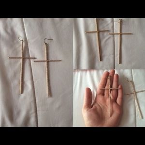 Bling cross earrings