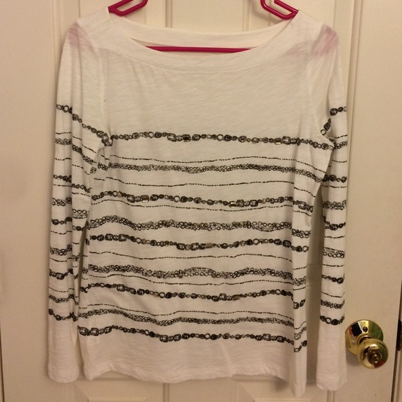 LOFT white and black top