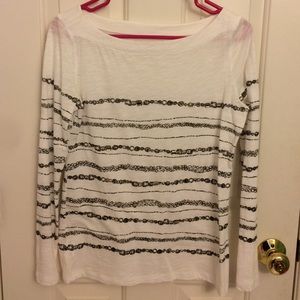 LOFT white and black top