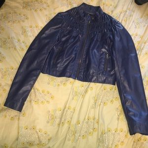 Crop faux leather jacket