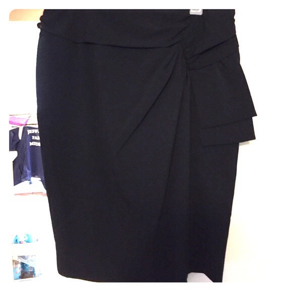Black stretchy pencil skirt with side detail