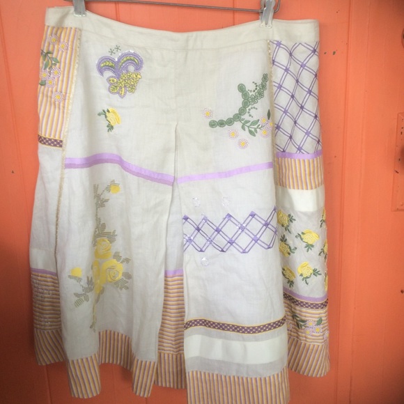 Oilily Beaded Patchwork Linen Skirt - Picture 3 of 4