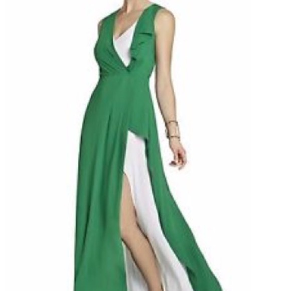 BCBG Maxazria Green and White Gown