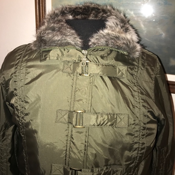Miss me Green Bomber Puffer Jacket Medium - Picture 3 of 8