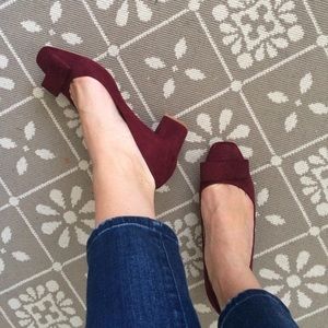 Zara maroon block heel