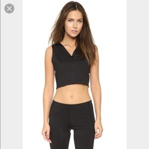 Theory "zeen" black crop top
