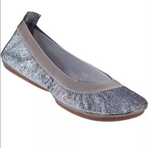 Yosi Samra foldable ballet flats in pewter glitter