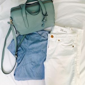 Fossil Sydney Leather Satchel -Seaglass