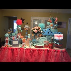 Wedding decor coral/blue