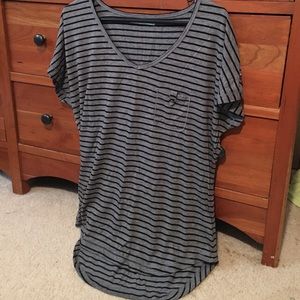 Stripped high low t shirt with pocket