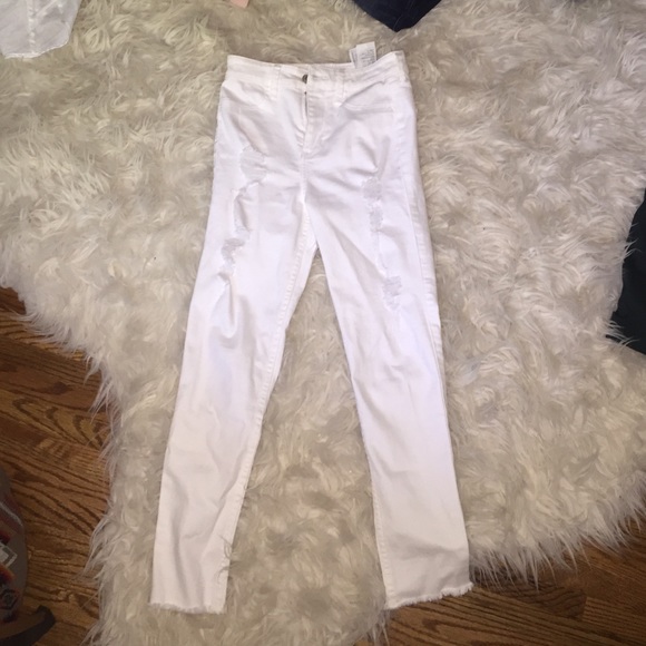 Hollister white ripped jeans size 25