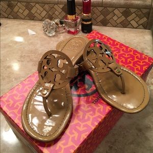 Tory Burch Miller in sand patent.