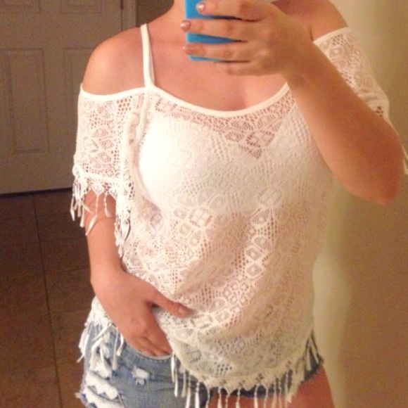 Cold Shoulder Fringe Cover Up - Picture 3 of 4