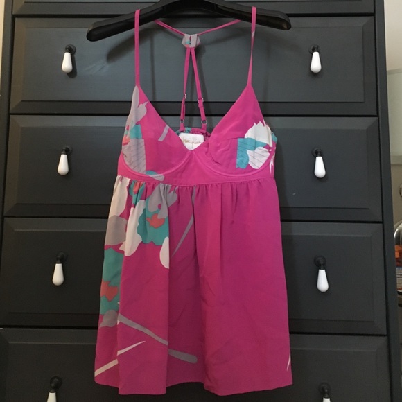 Yumi Kim hot pink, floral silk top