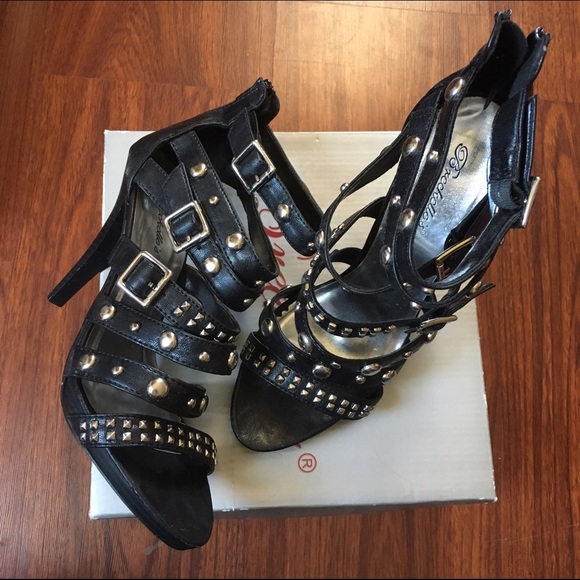 Black strap heels