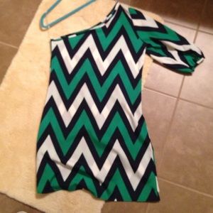 Chevron one shoulder dress