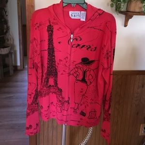 Red "Paris" zip up