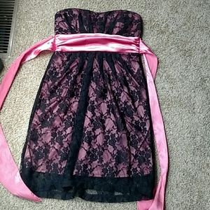 Pink and black lace dress