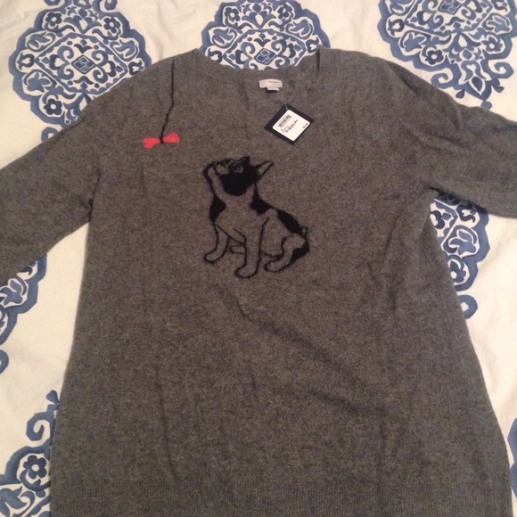 Frenchbulldog gray cashmere sweater