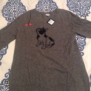 Frenchbulldog gray cashmere sweater