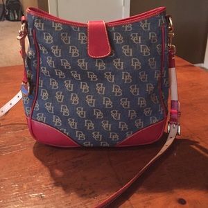 Dooney & Bourke shoulder bag in denim and red
