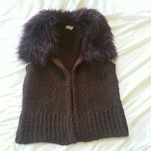 LOFT Faux fur knit vest