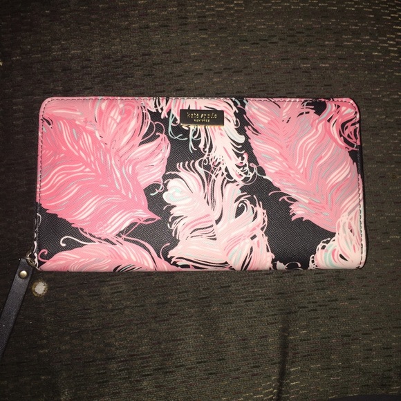 Kate Spade Pink Feathers Zip Accordion Walket BNWT