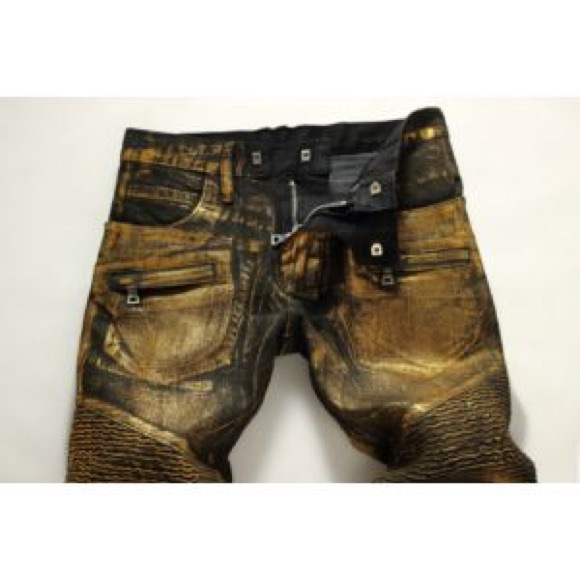 NWT gold blended balmains men jeans size 33