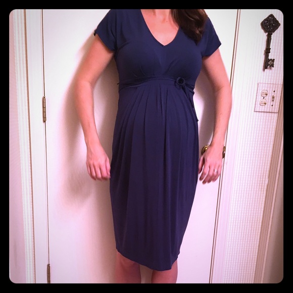 Navy maternity dress.