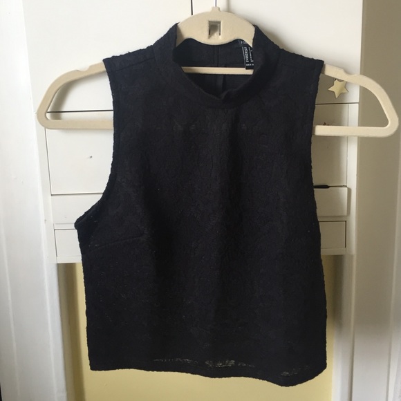 Forever 21 Black High Neck Tank