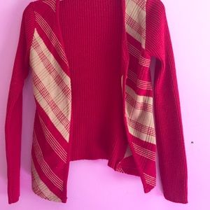 Red button up sweater