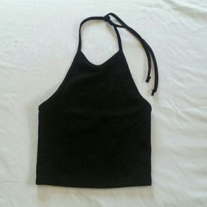 NWT Black halter crop top