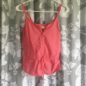 Pink button up tank top