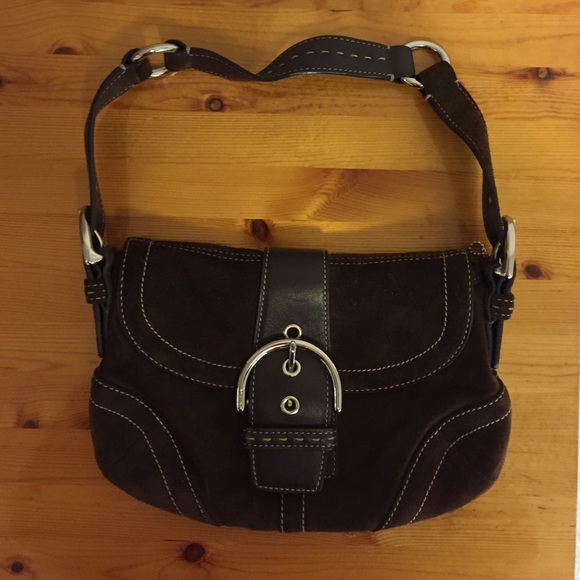 Coach dark brown suede bag