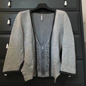 Free People grey bedazzled sweater