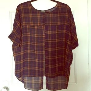 Sheer plaid Topshop top