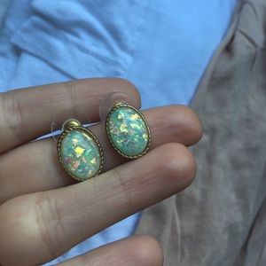 Gold dipped opalescent inspired earrings.