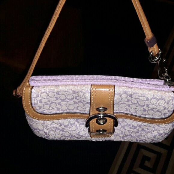 Mini lavender and tan wristlet