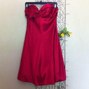 Dressy silky strapless red dress size XS.