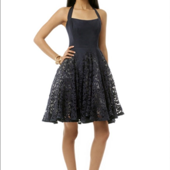 Twill and lace halter dress