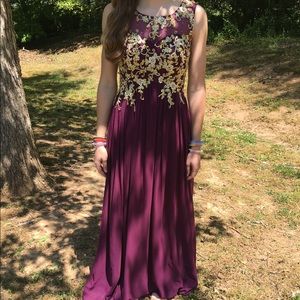 Wine and Gold long prom/formal/homecoming dress