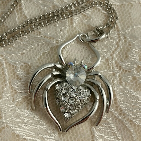 Handmade crystal spider necklace