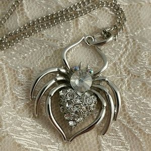 Handmade crystal spider necklace